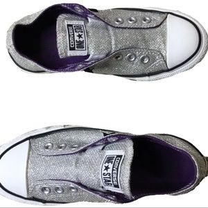CONVERSE Womens size 5.5 ONE STAR GLITTER LACELESS LOW TOP SNEAKER SHOES